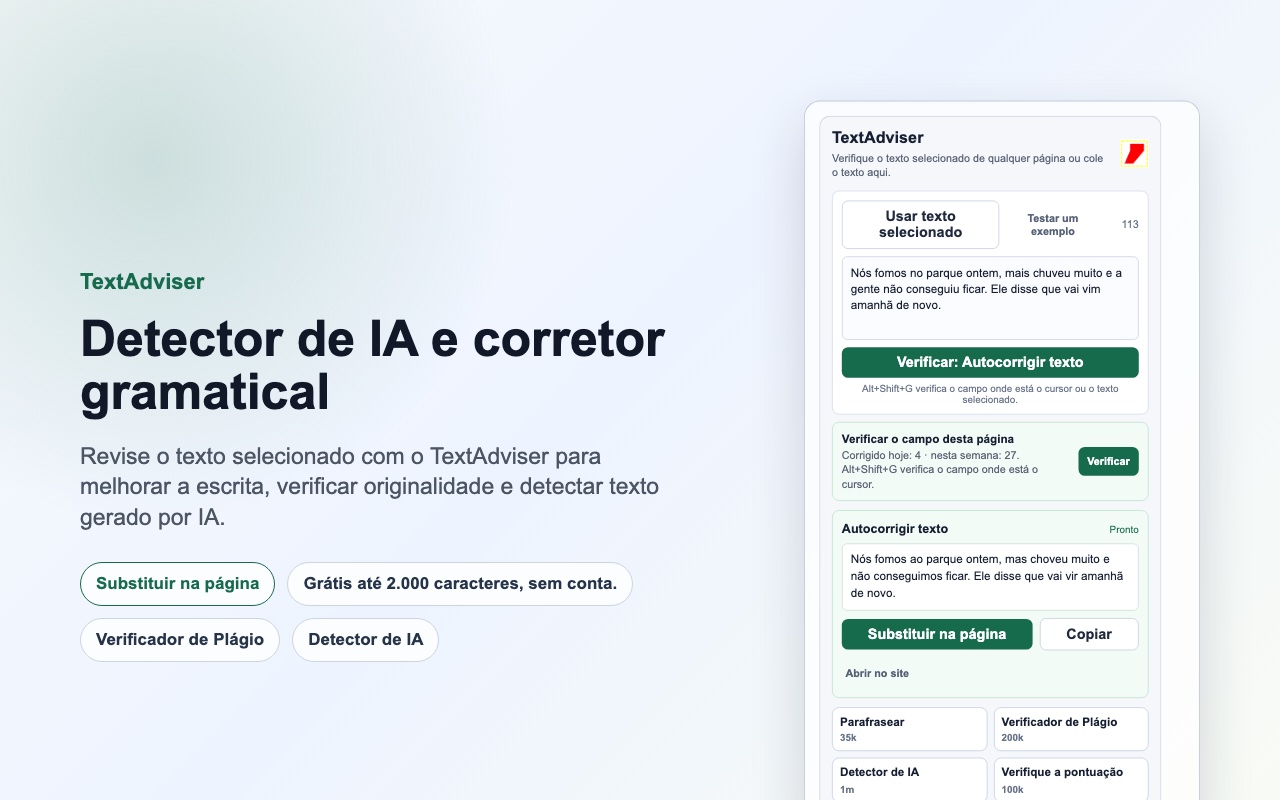 Selecione um texto em qualquer página e verifique pelo menu de contexto ou com o atalho.